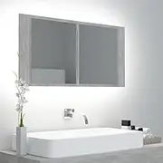 LED Bathroom Mirror Cabinet Concrete Grey 90x12x45 cm with RGB Light, Acrylic, Engineered Wood