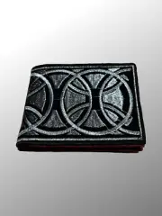 Billetera Vaquera Oro Plata Piel Mens Leather Wallet Silver Embroidered