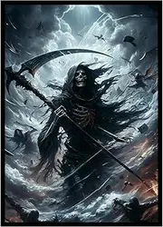 Katomula 100 PCS MTG Card Sleeves with Inner Sleeves - Art Matte, Fit Standard Size Cards - Grim Reaper