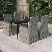 5 Piece Garden Dining Set with Cushions Grey, Garden Furniture Sets