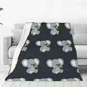 SIULAS Sofa Throw 50" X 60",Fluffy Soft Warm Versatile Fleece Green Leaf Koala Blanket For Couch/Bed/Single Size,Grey