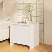 High Gloss White Nightstands Bedside Table with Door – 45x34x44.5cm Engineered Wood Bedroom Cabinet, Living Room Bed Stands Storage Furniture