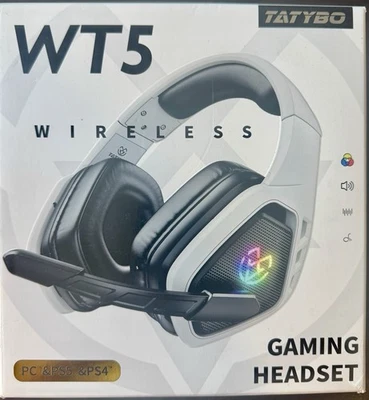 Tatybo WT5 Wirelesss Bluetooth Gaming Headset for PC PS5 PS4 2.4Ghz USB Dongle