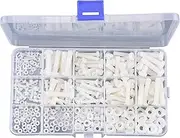 M2 M2.5 M3 M4 M5 M6 Nylon Screw Nut Plastis Washer Assortment Kit with Screw Storage Box(420PCS)