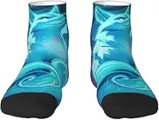 [EdWal] Magic Blue Fox print Men's Moisture Control Crew Socks Socks For Men and Women Gifts For Golf, Hunting, Camping