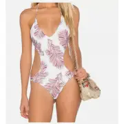 VIX Paaula Hermanny Luca One Piece Swimsuit Women's White Krishna New Small