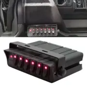 6 Gang Rocker Switch Panel Toggle Controller Box for Truck JEEP Offroad 12V Red