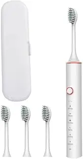 Rechargeable Toothbrush, Deep Cleaning Electronic Toothbrush IPX7 Waterproof, with 4 Replacement Heads (White 4 Brushes + Storage Box, 220 x 25 mm)