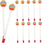 SWOOMEY 12pcs Rainbow Sticks Hand Percussion Mallets Comfortable for Easy Use Safe for All Skill Levels for Musical Activities