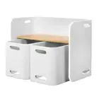 NNEDSZ 3 PC Nordic Kids Table Chair Set White Desk Activity Compact Children