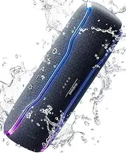 Portable Bluetooth Speaker, 15 Drum Sound Effects, 25W Booming Bass, Multi-Color Flashing Lights, TWS Pairing, IPX7 Waterproof, 100 Feet Wireless Range Speaker for Party, Home, Outdoor, Beach, Travel