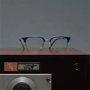 【RayBan 雷朋】木村拓哉代言配戴款 方框紳士眉框 光學眼鏡(海軍藍 槍#RB7216F 8210-53mm)