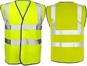 [ARA CHOICE] Yellow Hi Vis Safety Vest Waistcoat | High Visibility Reflective Work-wear | High Visibility Vest Car 100% Polyester | Safety Vest Waistcoats – Jacket For Traffic Work – Running, Yellow, l