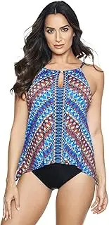 Miraclesuit Women's Swimwear Peephole High Neckline Soft Cup Tankini Bathing Suit Top