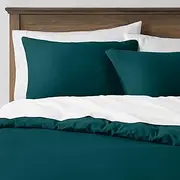 THREAD SPREAD Queen/Full Duvet Cover, 600 Thread Count Sateen 3Pc Egyptian Cotton Duvet Cover Set, 100% Pure Cotton Comforter Cover, 2 Pillow Shams, Zipper Closure, 7 Corner Ties - (Teal)
