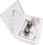 EAGLES RV Exterior Shower Box Kit, Faucet Hose Camper Trailer Cowboy Shower, Outdoor Washing Kit with Lock Outdoor Shower Kit for RV, Camper, Van, Travel Trailer, Motorhome and Boat, White