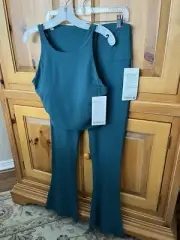 Lululemon Set Storm Teal Size 12 Align Flare Pant/High Neck Tank NWT MSRP $198!