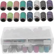 BATHVEVE Sanding Bands for Nail Drill Mixed Color Manicure Sanding Sleeves for Polishing Shaping Smoothing Nails for Home Use