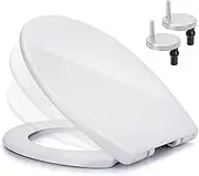 Soft Close Toilet Seat, Oval Toilet Seat with Quick Release for Easy Clean, Simple Top Fixing, White Toilet Seats with Adjustable Hinges, O Shape