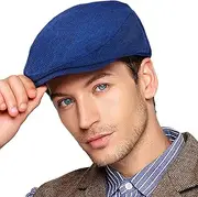 [LADYBRO] Herringbone Flat Ivy Newsboy Cap for Men Classic Wool Blend Tweed Cabbie Hat