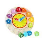 Wooden Geometric Building Blocks Clock Puzzle Buliding for Kids Child