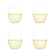 Outdoors Set of 4 Stemless Wine Glasses in White by Plumm