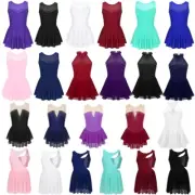 Girls' Kids Sparkly Ice Figure Skating Dress Dance Tutu Skirted Leotard Costume