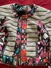 Bebe Linen Blazer And Linen Shorts Set - Black White And Butterfly Colorful