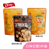 在飛比找momo購物網優惠-即期品【歐邁福】韓國烘烤魚酥X3包(芝麻海苔180g／魷魚口