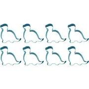 8x R&M Brontosaurus Baby Cookie Cutter Polyresin Coated Steel Mould 11.4cm Blue