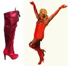CQ COUTURE Kinky Boots Made IN Italy Overknee Stiefel Boots Patent Red 46