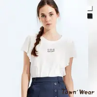 在飛比找momo購物網優惠-【TOWN’WEAR 棠葳】優雅荷葉袖棉質上衣 2色(女上衣