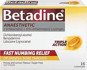 [Betadine] Anaesthetic + Antibacterial +Anti-Inflammatory Honey & Lemon Lozenges 16 Pack