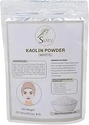 SVATV Kaolin White Clay Natural For Face Mask Herbal Skin Face Powder Makeup, Bath Bomb Clay, Diy Spa Mud Mask For Facial Face & Hair Body Scrub & Soap Making For Men & Women 227g