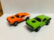 JL TWIN HEMI CUDA'S NEW Auto-World Chassis for AFX AURORA TYCO HO Track