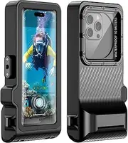 Waterproof Phone Case for Snorkelling - Underwater Touch Screen Case, Universal, Professional IP68 Waterproof Phone Case for iPhone, Samsung, Motorola, Google Series etc (Black Black)