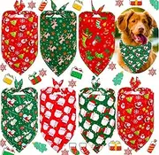 Pet Bandanas Scarf for Dogs and Cats - Adjustable Christmas Pet Bandanas - Festive Tie-On Neck Scarves with Santa, Reindeer & Snowman Designs for Dogs & Cats. (Pack of 3)