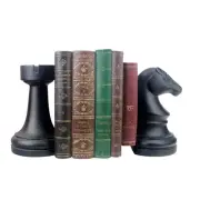 Decorative Bookends Chess Bookends, Black Book Ends Heavy Book Supports, Uniq...