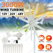 3000W 12/24/48V Wind Turbine Generator Kit W/10 Blades Windmill for Farming Home