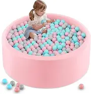 INFANS Foam Ball Pit for Toddlers with 200 Balls, 36"x 12" Large Round Ball Pool Playpen with Soft Memory Sponge Pad, BPA Free Kids Babies Indoor Outdoor (Gray)