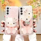 Case For Samsung Galaxy S25 S24 S23 S22 S21 S20 A36 A16 A25 Cartoon Mirror Cover
