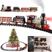 20PCS Big Electric Christmas Train Set w/ Smoke Lights Sound Kids Toy Under Tree