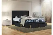 Istyle Wimbledon Double Drawer Storage Bed Frame Fabric Charcoal
