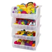 Plastic Containers for Organizing and Storage Bins Extra Large, 4-Pack Clear
