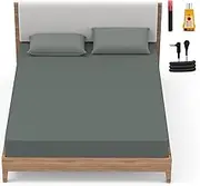 HOMLYNS RelaxRite Grounding Sheets King Size, 95% Cotton + 5% Pure Silver Fiber, Fitted Bed Sheet with Deep Pocket Up to 15'', Earthing Mattress Pad with Grounding Cord