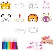 Buziba 10 Pcs Animal Coloring Masks DIY Blank Paper Graffiti Masks Party Favors Safari Jungle Animal Theme Birthday Party Cosplay Halloween Dress-Up Masks
