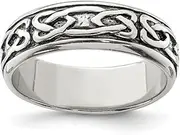 [JewelryWeb] 925 Sterling Silver Solid Polished Artisan Oxidized Design Ring Band Style-Ring for Women