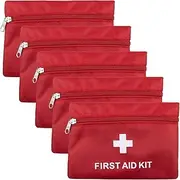 AUEAR, 5 Pack First Aid Kit Empty Pouch Bag Red Medical Emergency Storage for Outdoors Travel Car