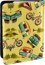 [JEJEA] Car and Bicycle Print Travel Organizer Credit Cards Case Passport BookPassport Holder Cover Wallet forTraveling,, Black, One Size
