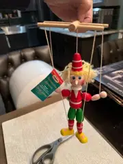 Russian Wooden Pinocchio Cartoon Marionette Doll 10”String Puppet Toy NWT
